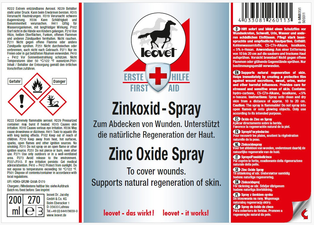Spray premiers secours à l'oxyde de zinc Leovet
