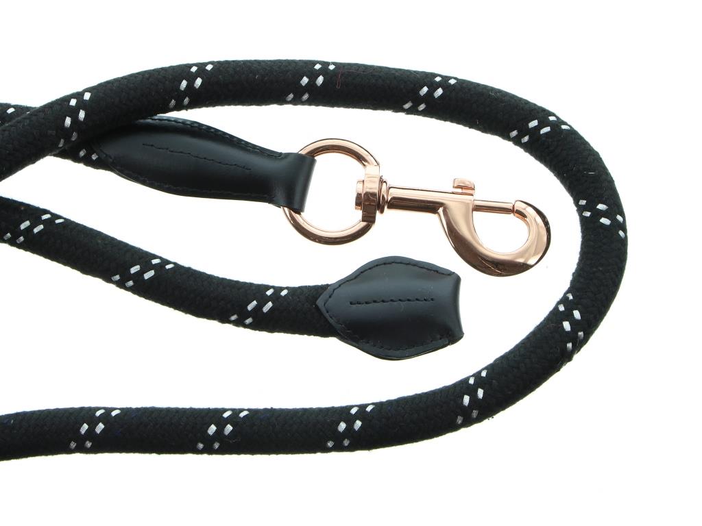 Führleine Leder/Strick Wilyson schwarz/silver