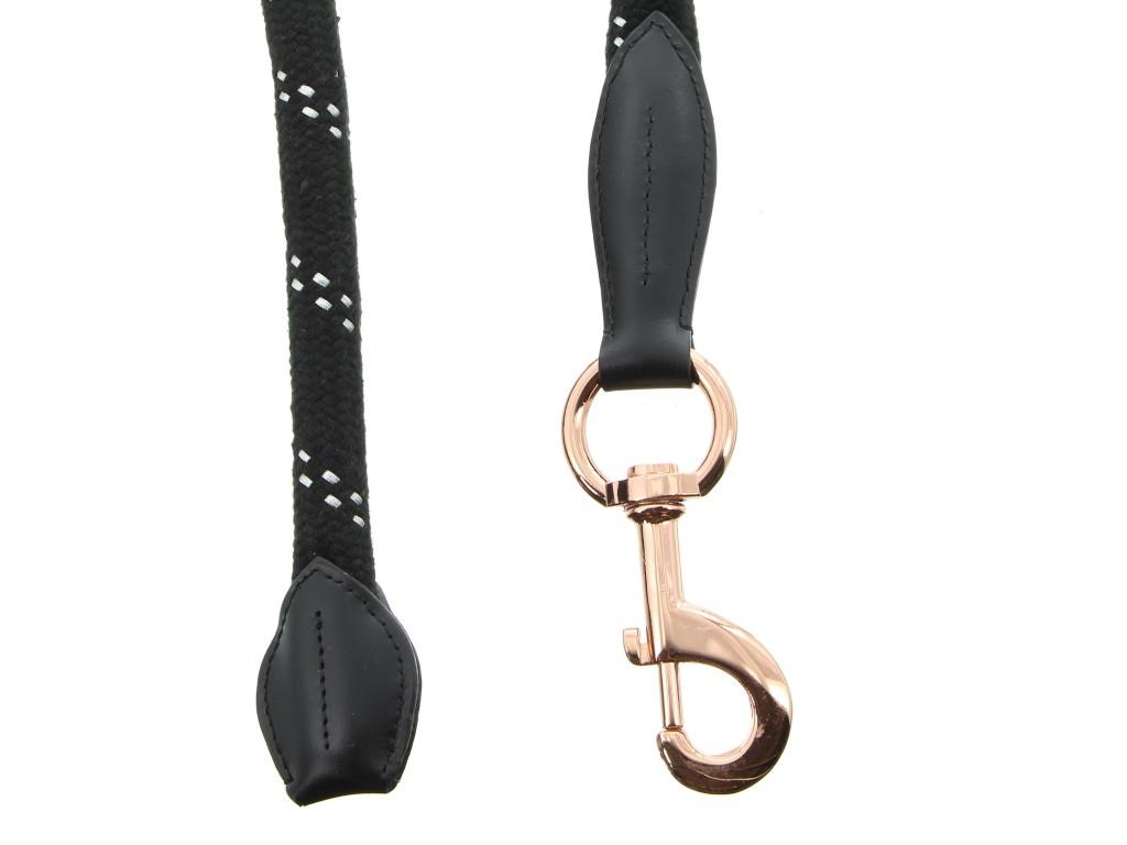Führleine Leder/Strick Wilyson schwarz/silver